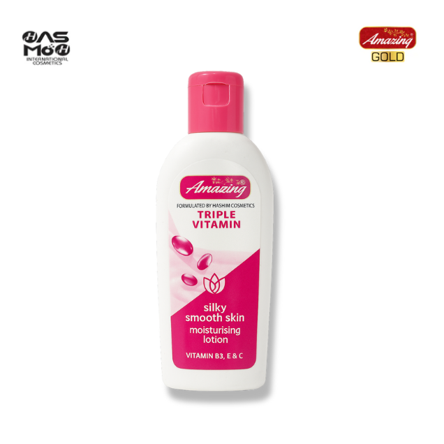 Amazing Gold Triple Vitamin Lotion – Silky Smooth Skin with Deep Moisture & Radiant Glow (Vitamin B3, E & C)